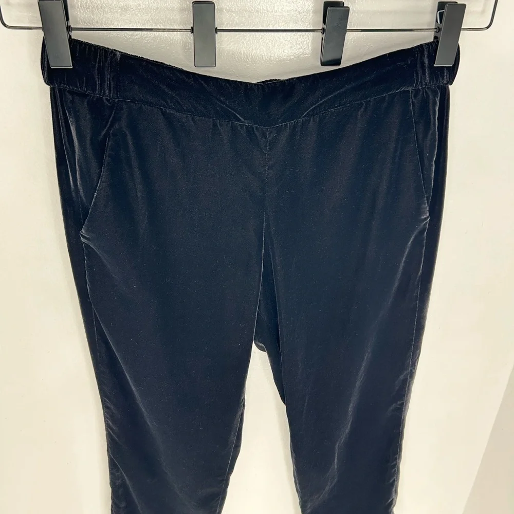 J. Crew Black Slim Elastic Waist Velvet Dress Pants Size 8 Pockets Career 33x26‎